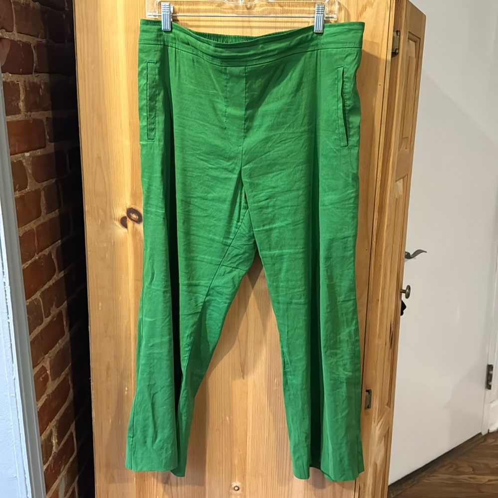 Never Worn Anthropologie Green Linen Pants L